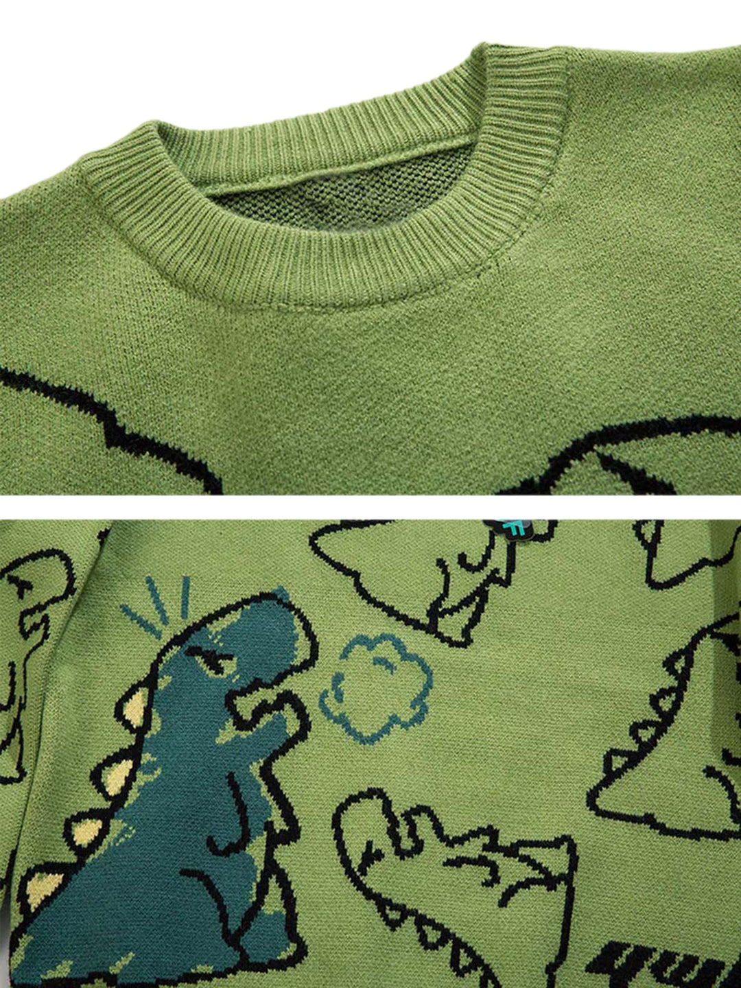 Ayuuki Cartoon Dinosaur Printed Sweater - 1004