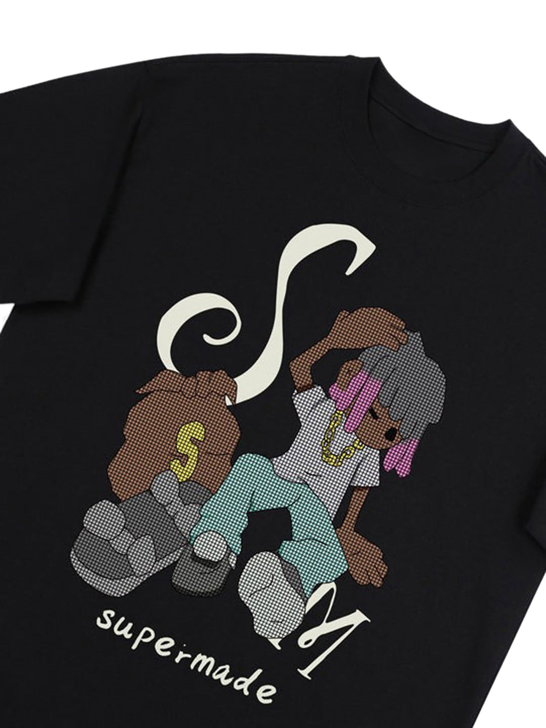 Ayuuki Hip Hop Cartoon Character Print T-shirt