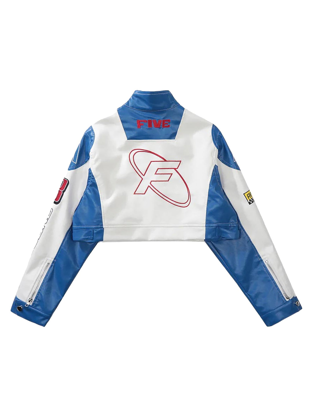 Ayuuki Badge Short PU Leather Racing Jacket - 1631