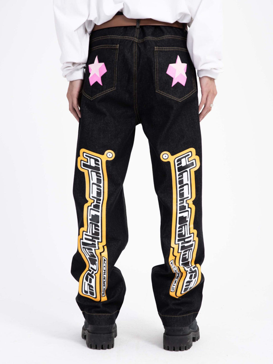 Ayuuki Star Letter Print Jeans