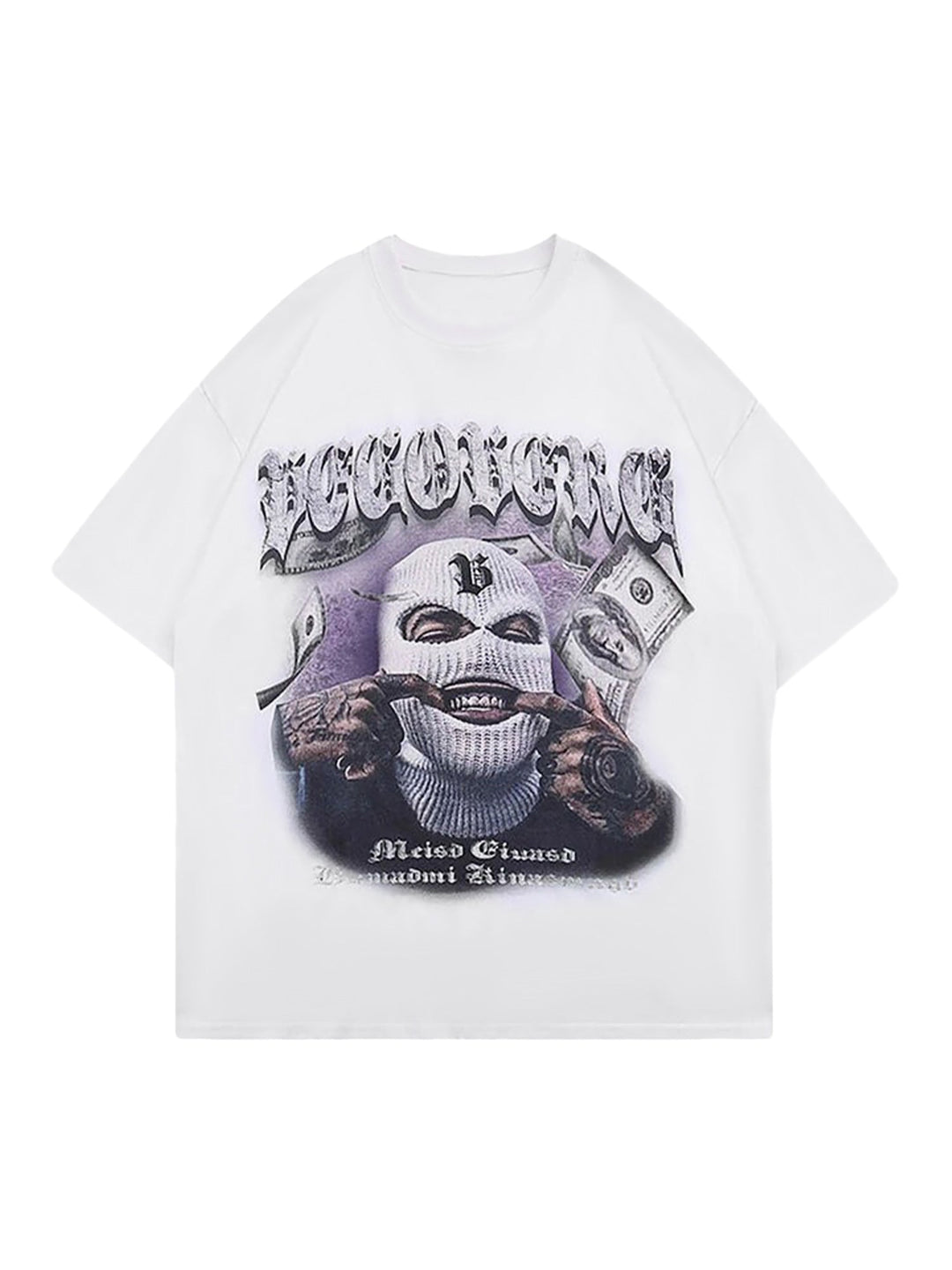 Ayuuki Masked Gangster Portrait Printed T-Shirt-1533