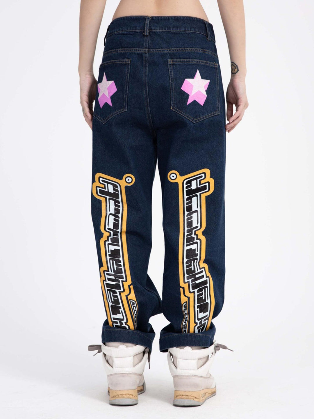 Ayuuki Star Letter Print Jeans