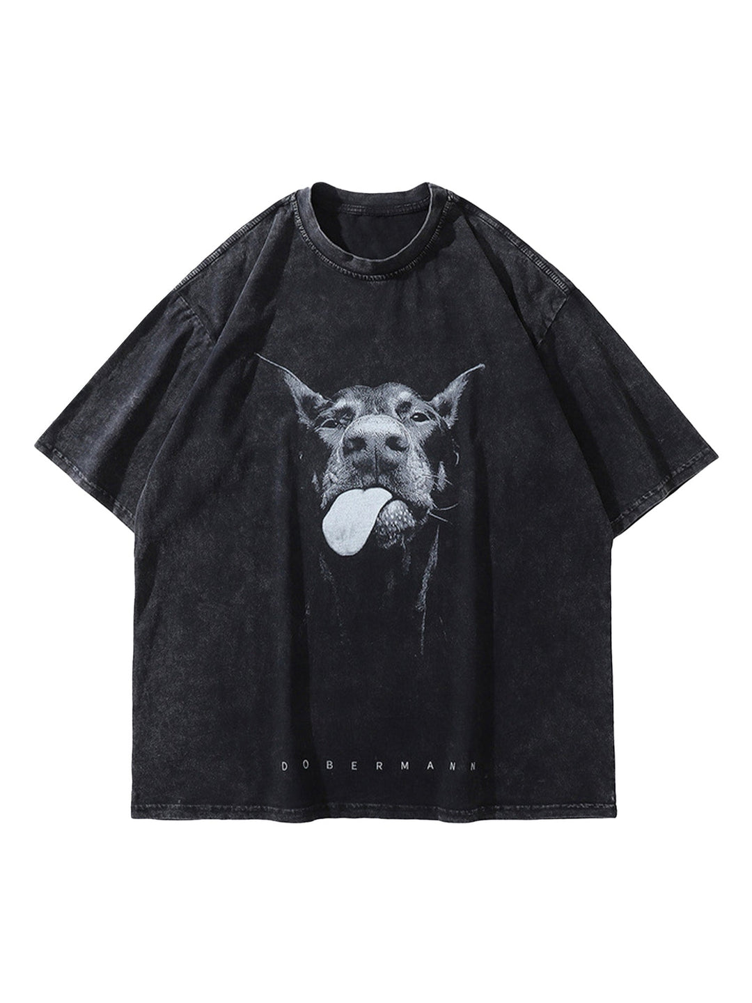 Ayuuki Retro Hip-hop Doberman Print T-shirt