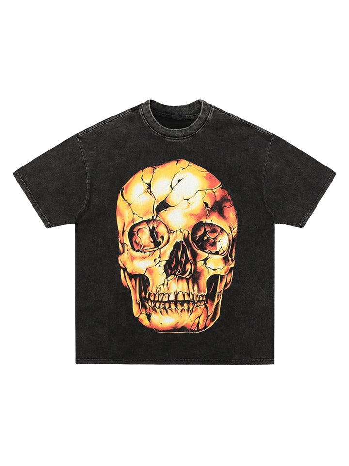 Retro Washed Dark Gold Skull T-shirt