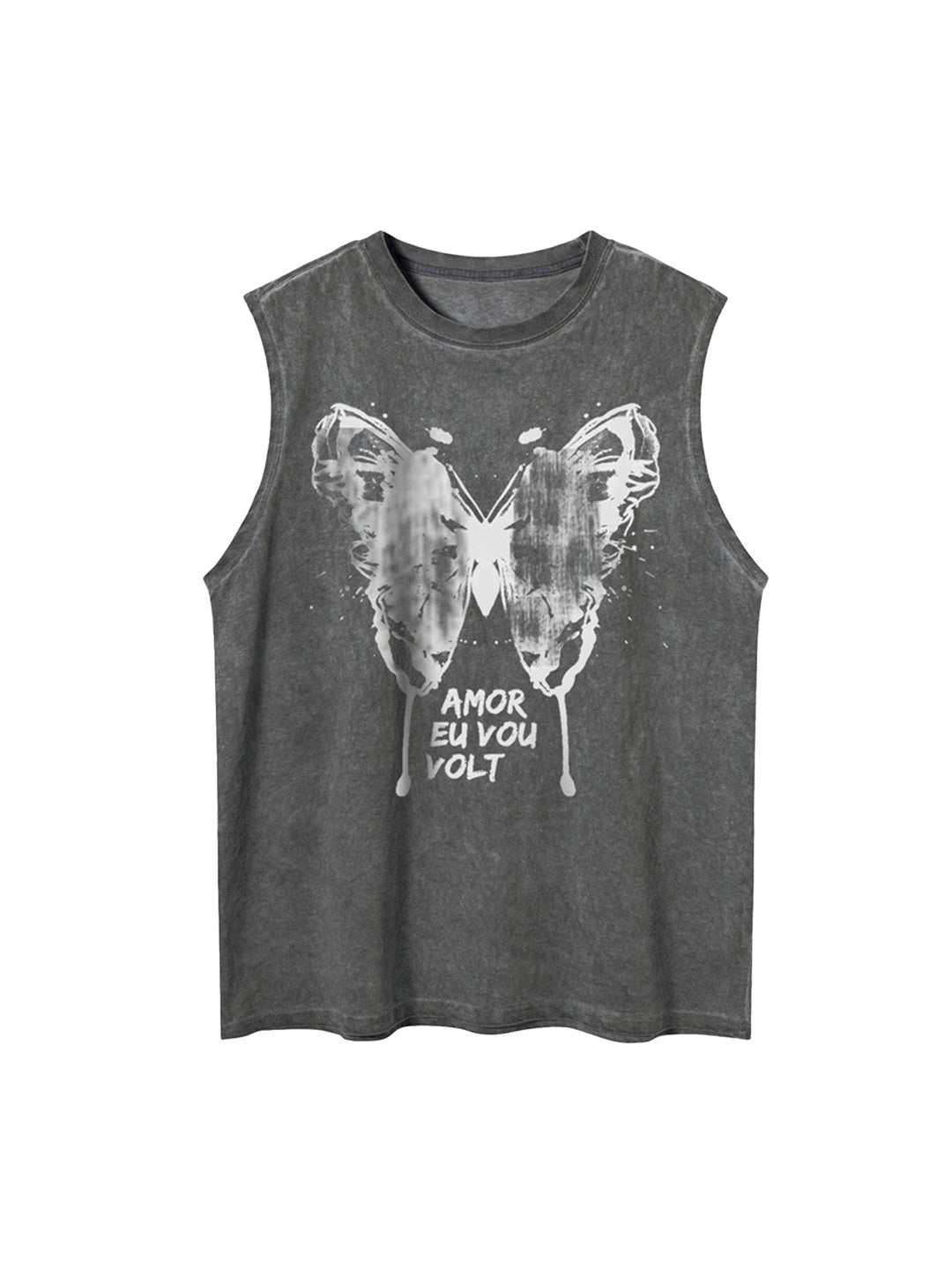 Ayuuki Washed Distressed Butterfly Print Vest