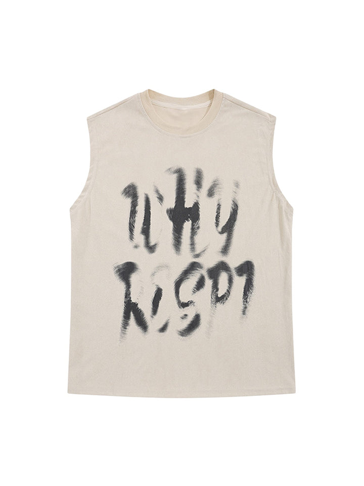 Ayuuki Retro Hip Hop Abstract Letter Print Vests