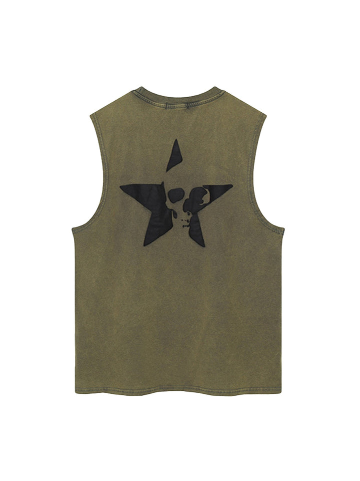 Ayuuki Retro Hip-hop Foam Printed Star Vest