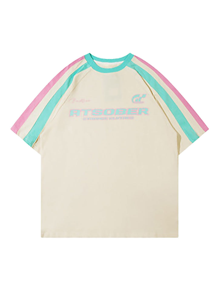 Sports Style Color-Blocked Splicing T-shirt