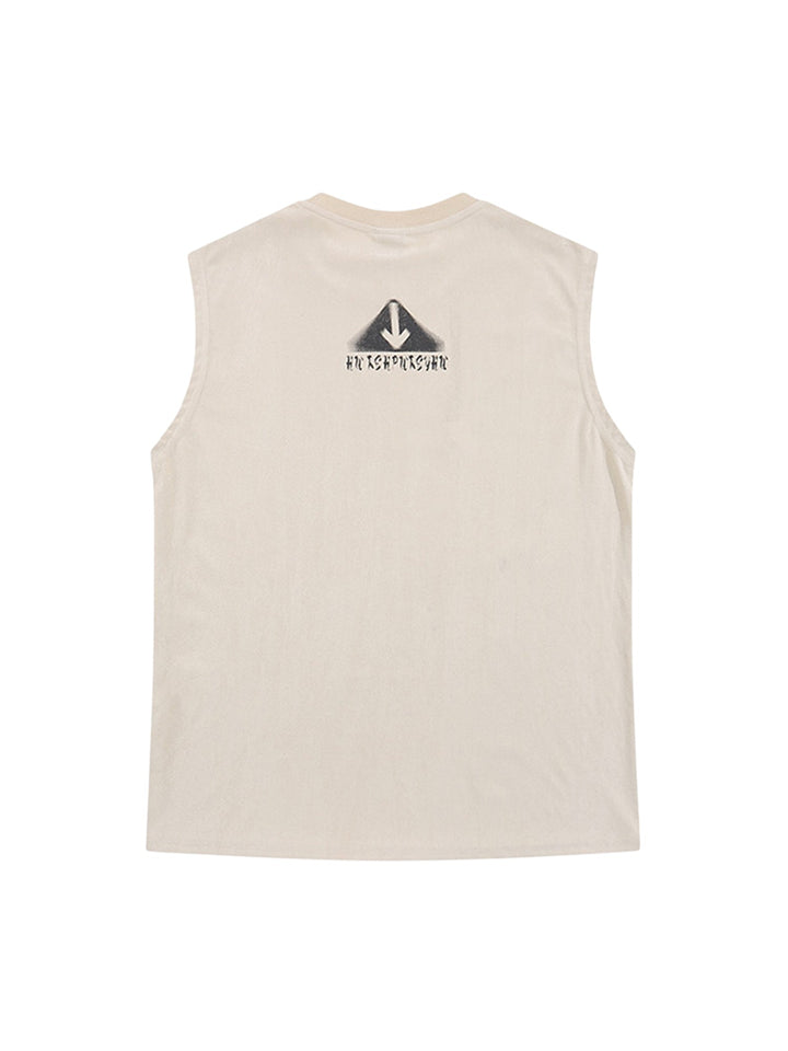 Ayuuki Retro Hip Hop Abstract Letter Print Vests