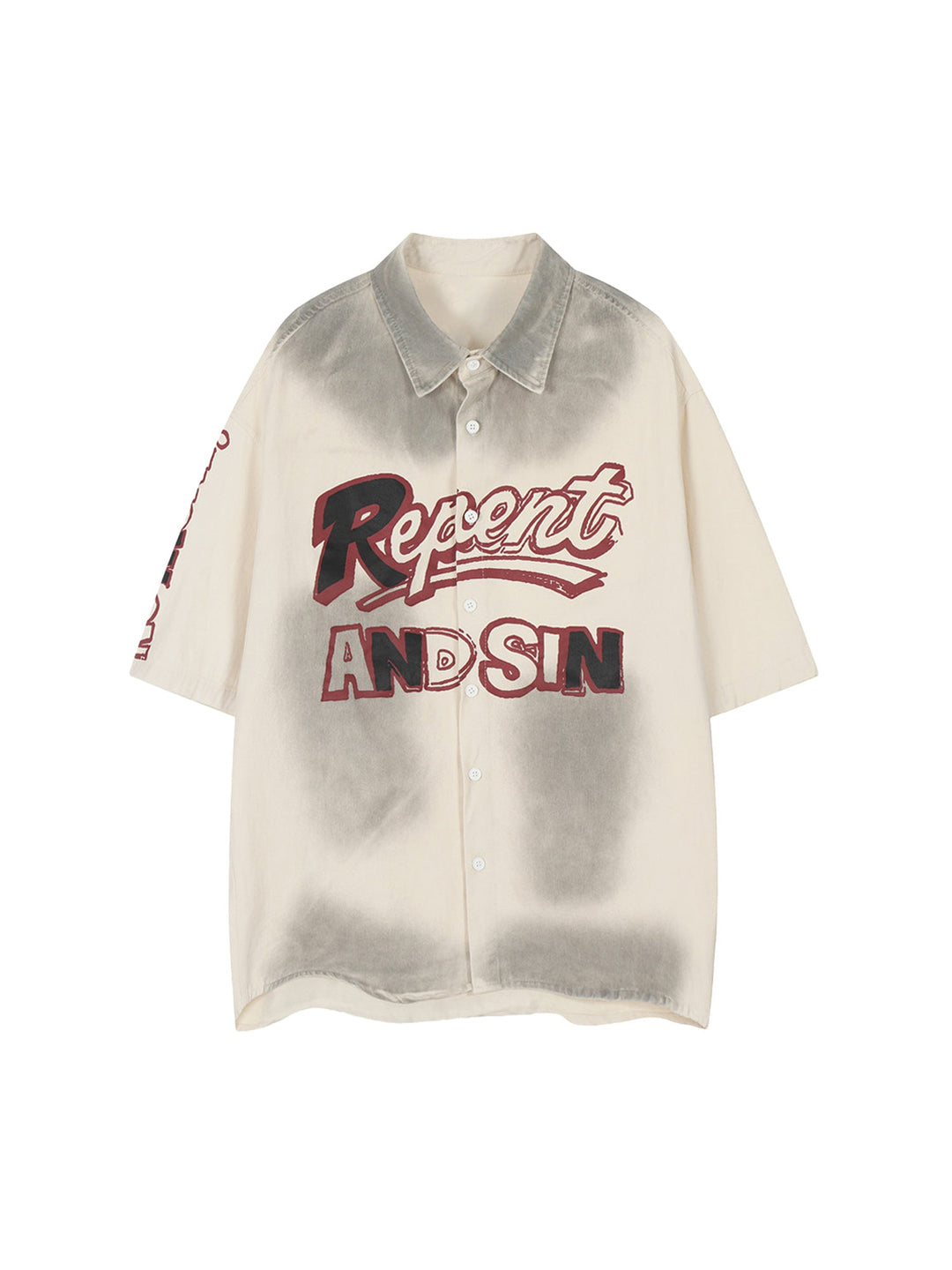 Ayuuki Retro Spray Paint Letter Print Shirt