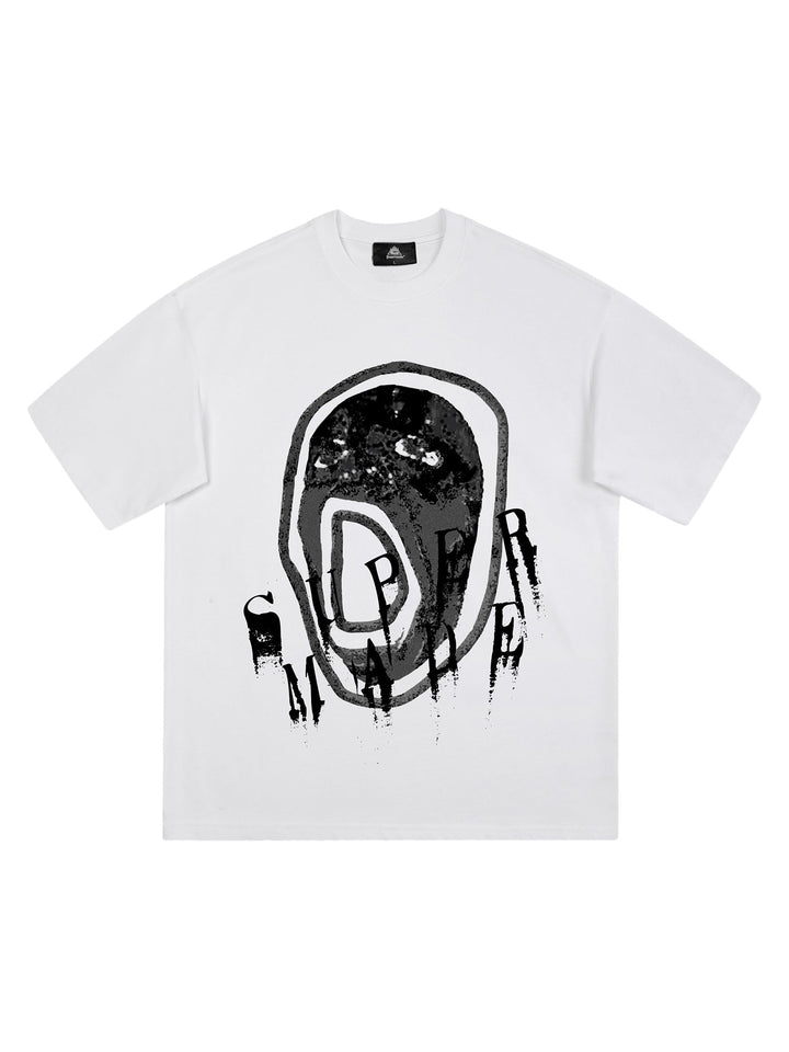 Ayuuki Hip-hop High Street Creative Portrait Print T-shirt