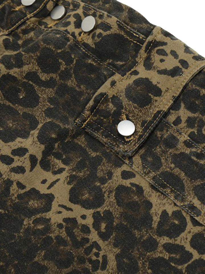 Ayuuki Leopard Print Street Style Workwear Overalls