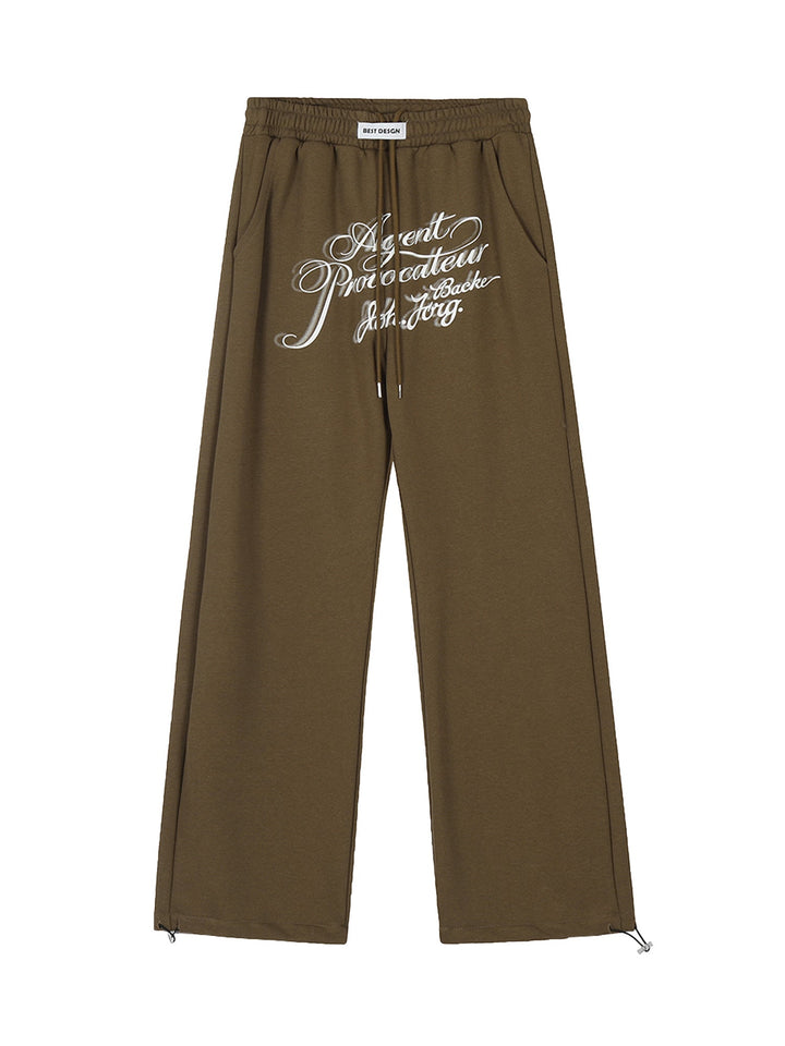 Ayuuki American Retro Letter Print Casual Sweatpants