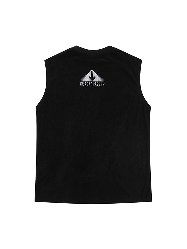 Ayuuki Retro Hip Hop Abstract Letter Print Vests