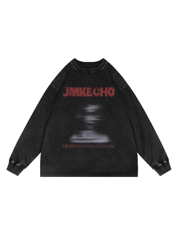 Ayuuki Blurred Silhouette Print Long Sleeve T-shirt