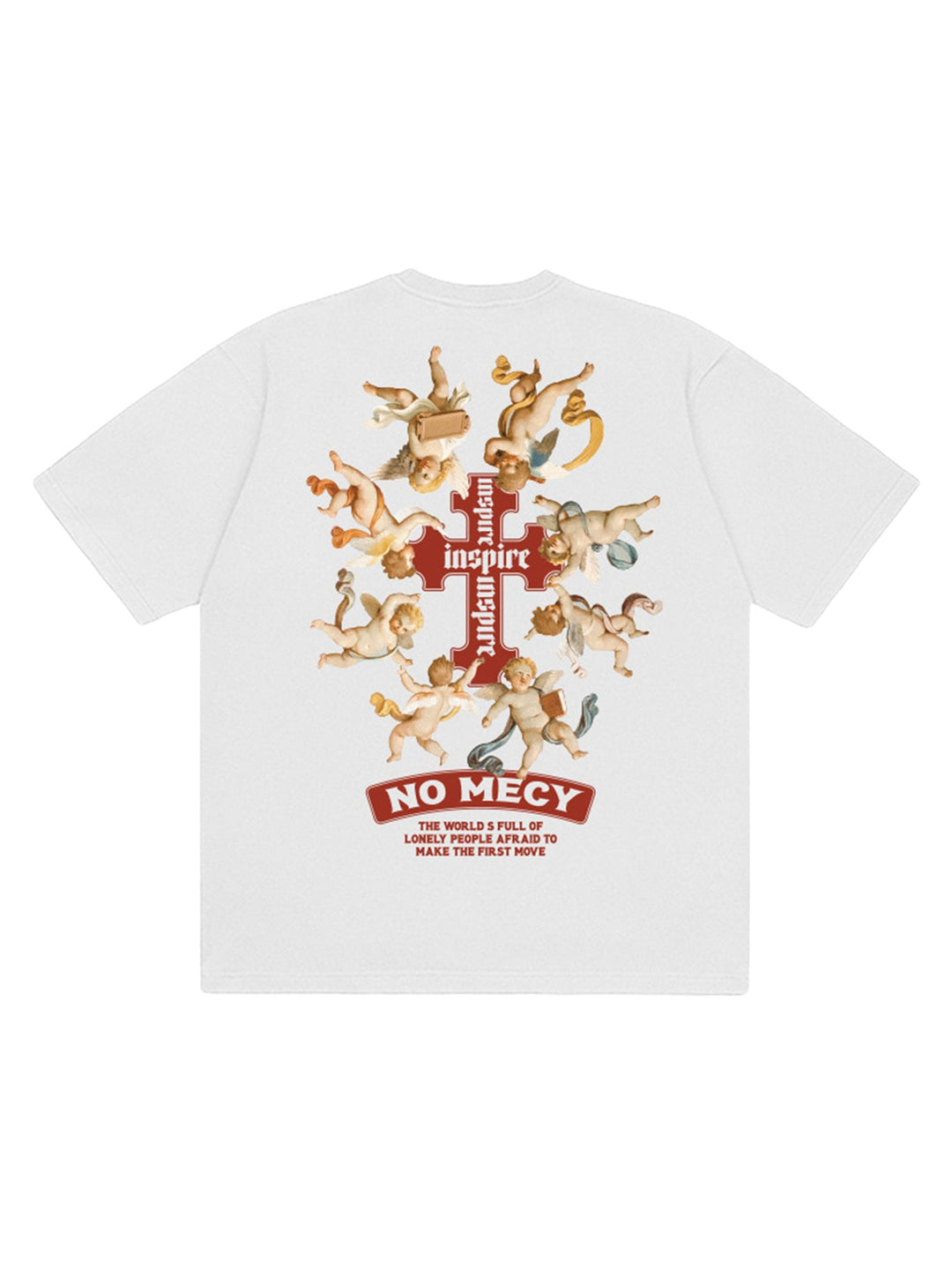 Vintage Angel Cross Print Hip-pop T-shirt