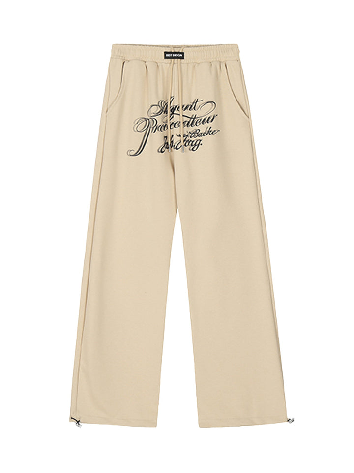 Ayuuki American Retro Letter Print Casual Sweatpants