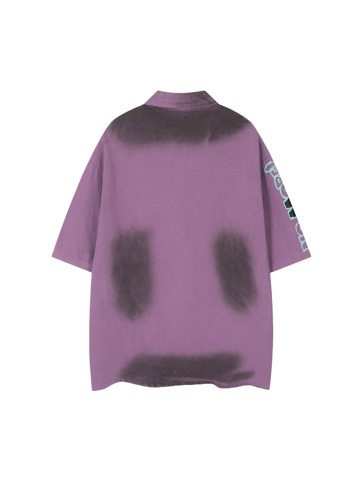 Ayuuki Retro Spray Paint Letter Print Shirt