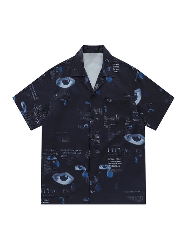 Ayuuki American Hip Hop Eye Print Shirts