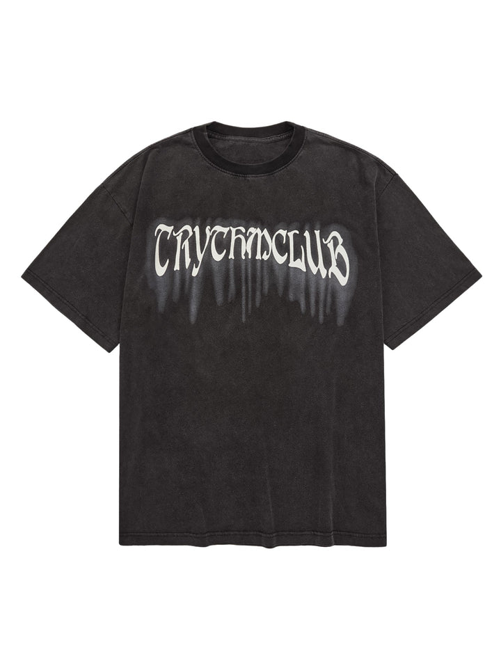 Ayuuki Street Distressed Washed Letter Print T-shirt