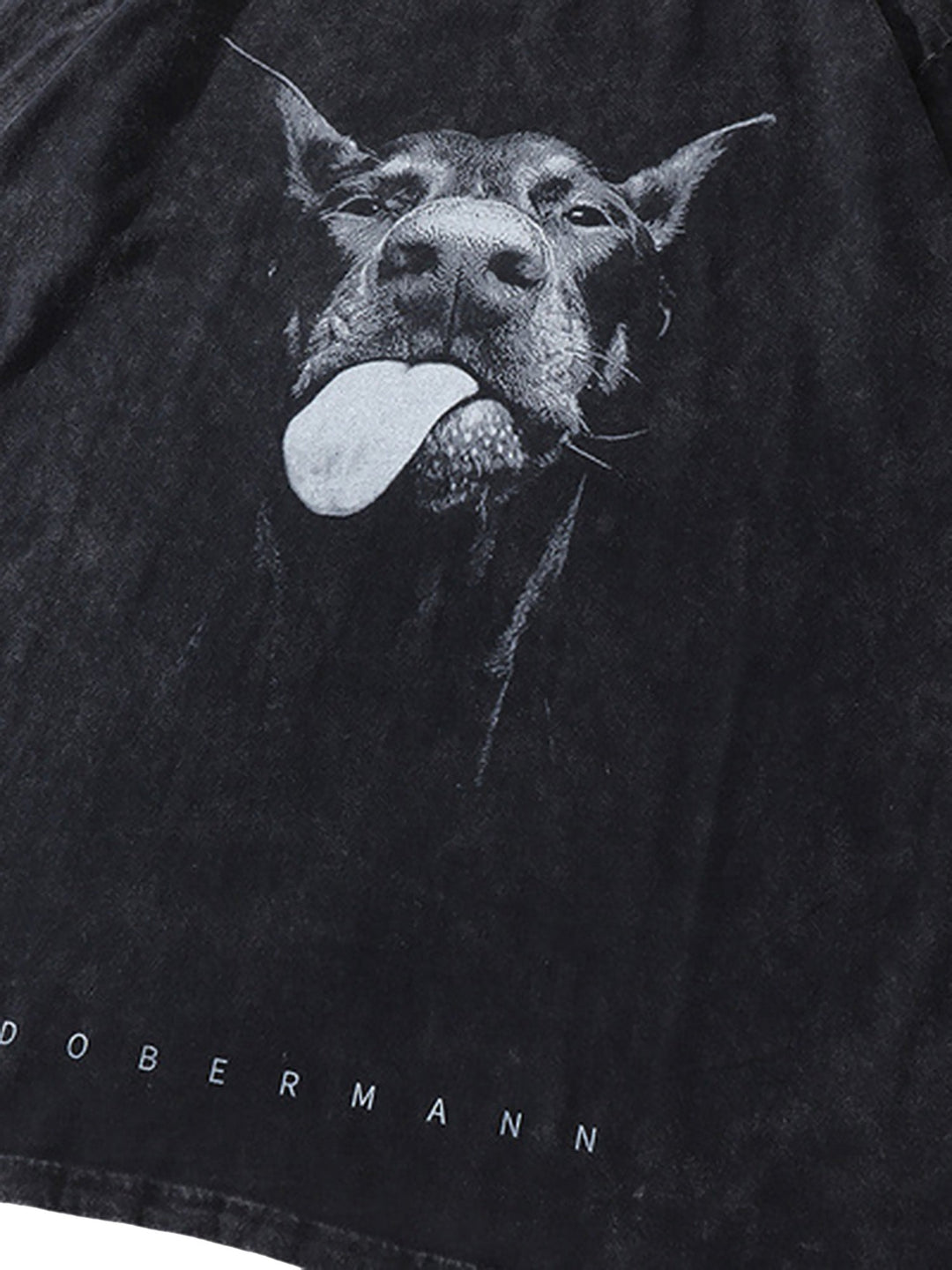 Ayuuki Retro Hip-hop Doberman Print T-shirt