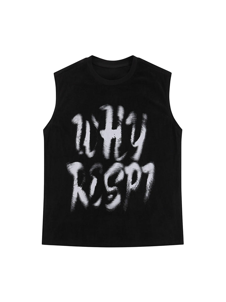 Ayuuki Retro Hip Hop Abstract Letter Print Vests