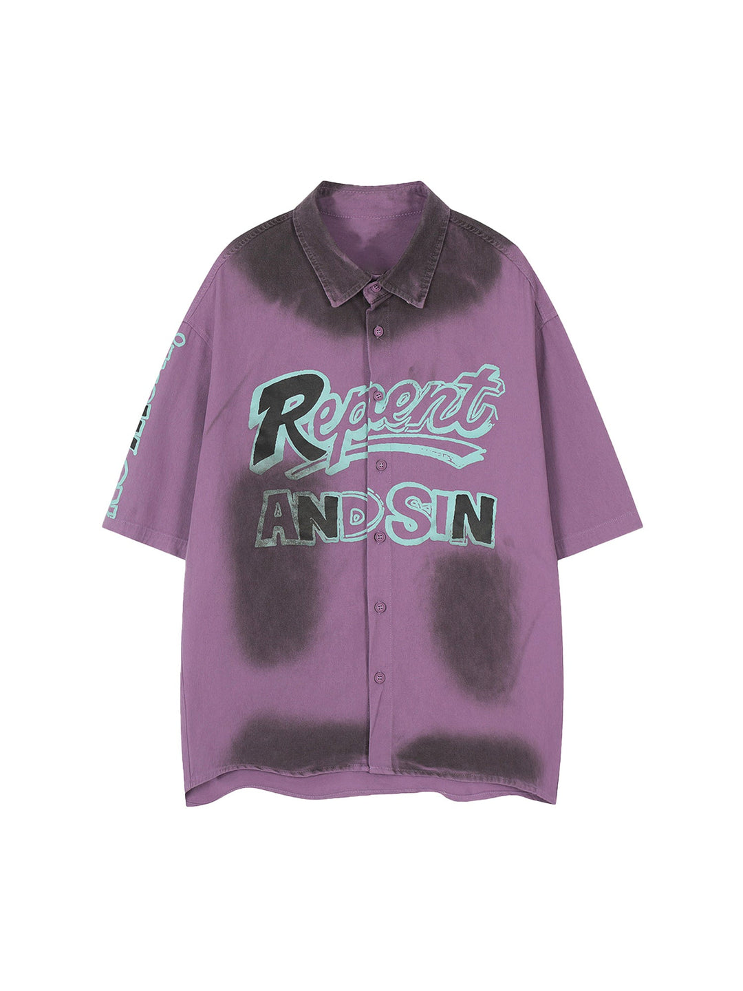 Ayuuki Retro Spray Paint Letter Print Shirt