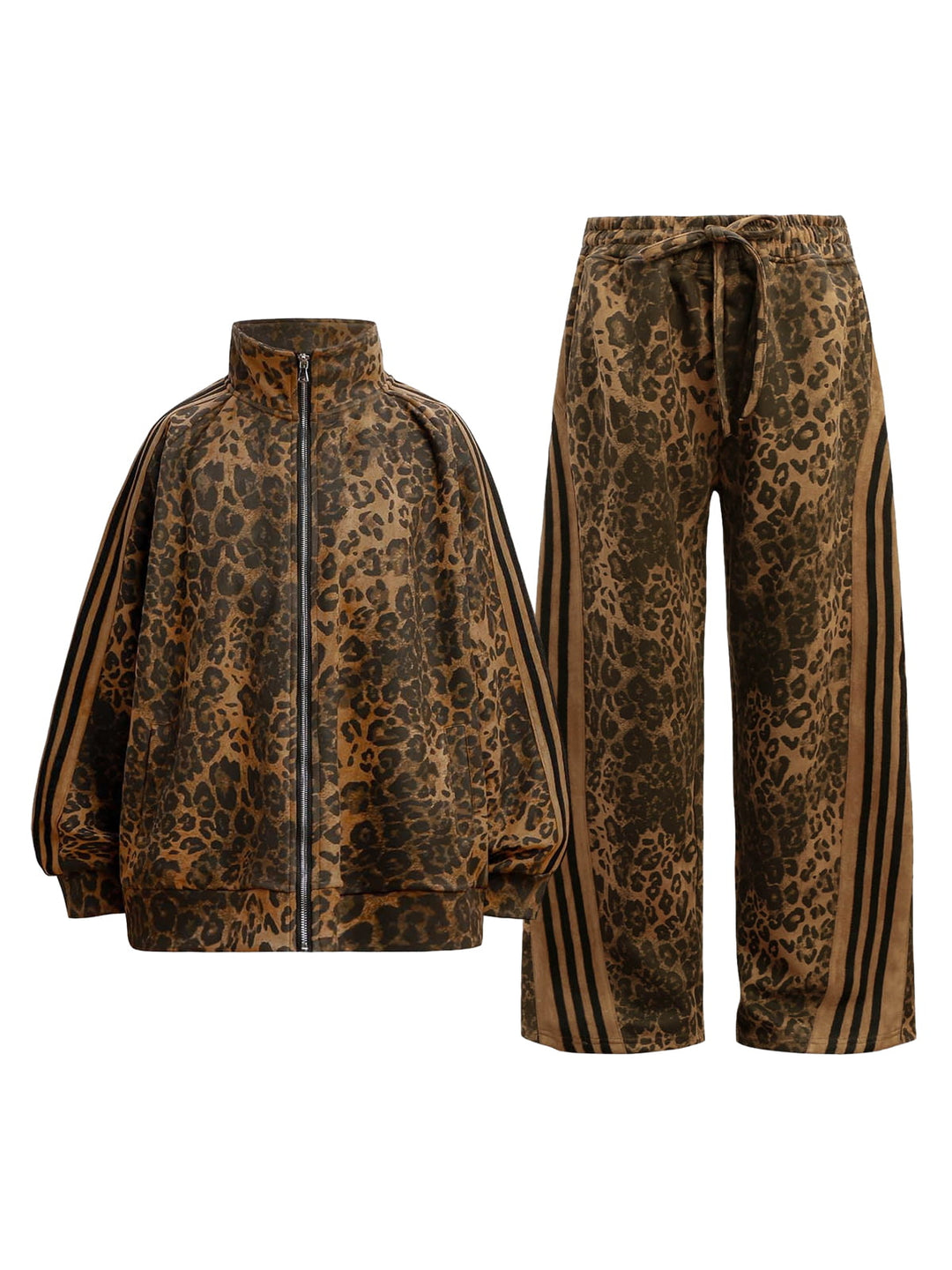 Ayuuki Cheetah Print Suede Tracksuit - 2277